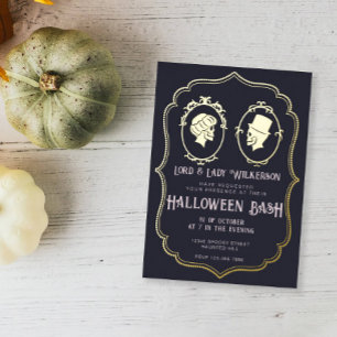 Invitation En Aluminium Vintage Victorian Frame Skull Halloween Party
