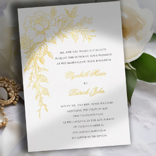 Invitation En Aluminium Vœu de Paon Blanc Élégant Formel Mariage Classique