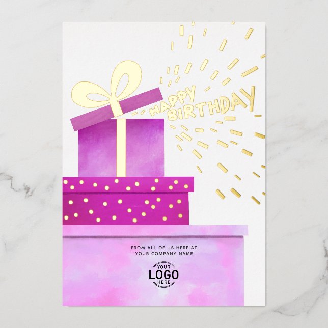 Invitation En Aluminium Vos boîtes de cadeaux rose chaud Logo Fun Cadeaux  (Recto)