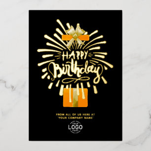 Invitation En Aluminium Votre logo Black Orange Fireworks Group Anniversai