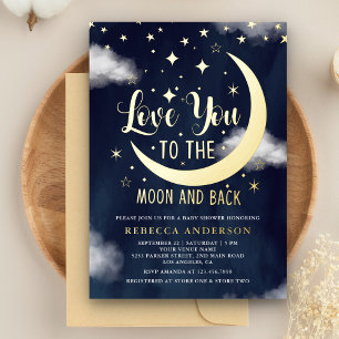 Invitation En Aluminium Vous aimez jusqu'à la Lune et Retour Baby Shower O