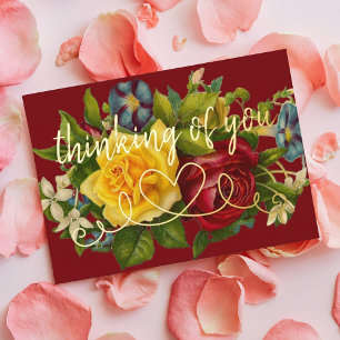 Invitation En Aluminium Vous avoir à l'esprit sur des roses vintage coloré