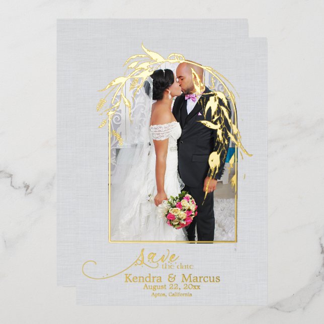 Invitation En Aluminium Voûte en feuilles d'eucalyptus bleu poussiéreux mé (Recto/Verso)