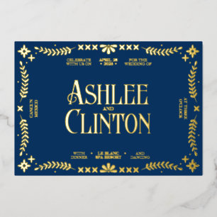 Invitation En Aluminium Vows Vibrants : Un Espagnol Folk Mariage Gold