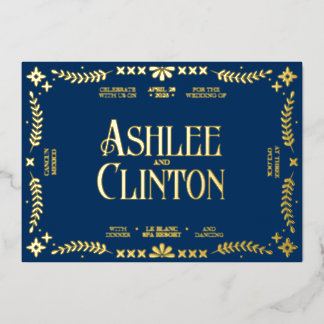 Invitation En Aluminium Vows Vibrants : Un Espagnol Folk Mariage Gold