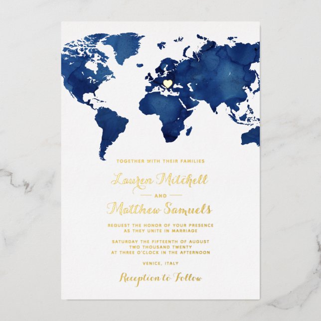 Invitation En Aluminium Voyage de noces de destination (Recto)