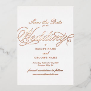Invitation En Aluminium Vrai carton de mariage à feuille d'or rose pour an