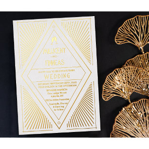 Invitation En Aluminium Vrai mariage forme de cerf-volant géométrique Art