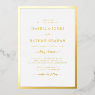 Invitation En Aluminium Vrai mariage simple élégant en feuille d'or