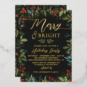 Invitation En Aluminium Vrai papier métallisé Joyeux & Lumineux Floral Fêt