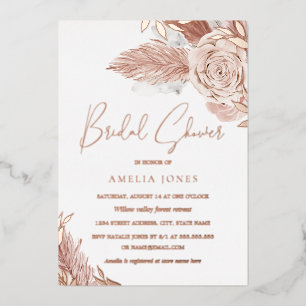 Invitation En Aluminium VRAI ROSE OR FOIL rose Boho Fête des mariées flora