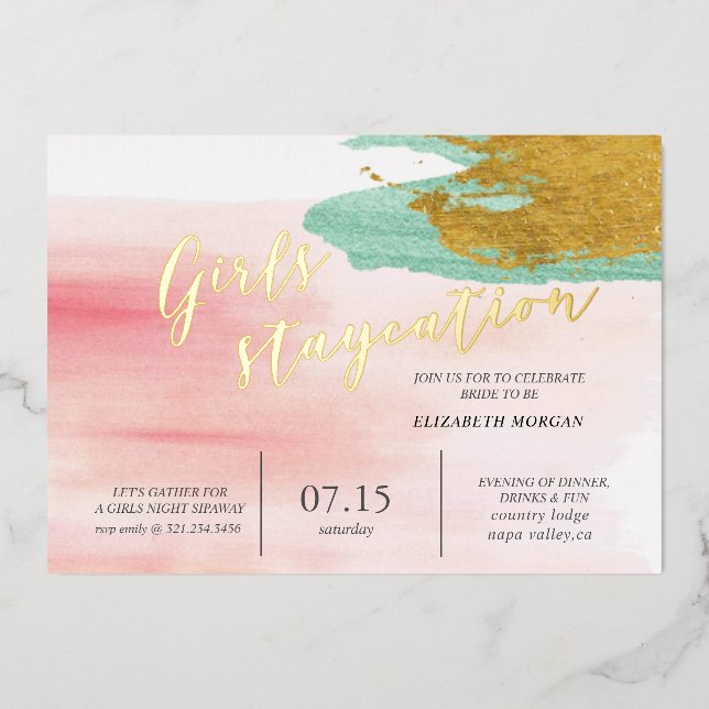 Invitation En Aluminium Watercolor Blush Bride fête (Recto)