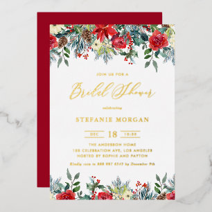 Invitation En Aluminium Watercolor Winter Blooms Garland Fête des mariées