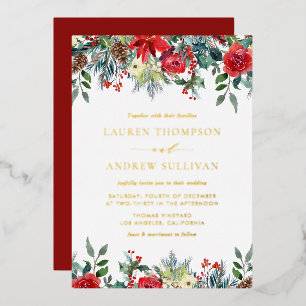 Invitation En Aluminium Watercolor Winter Blooms Garland Mariage botanique