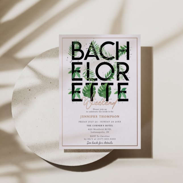 Invitation En Aluminium Week-end de Bachelorette Tropical de plage Rose Go (Créateur téléchargé)
