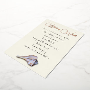 Invitation En Aluminium Whelk Seashell Liste des invités Nom de la table C