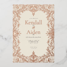 Whimsical et élégant Rose Mariage Gold Foil