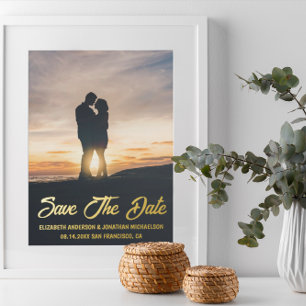 Invitation En Aluminium Whimsical Sunset Photo Wedding Enregistrer La Date