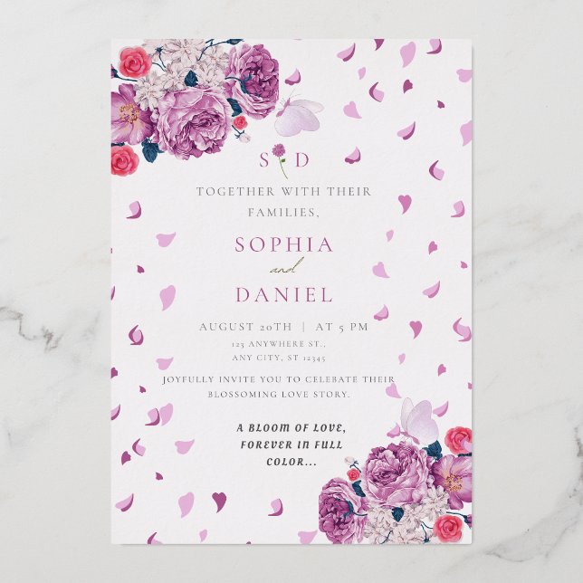 Invitation En Aluminium Whispers Of Bloom mariage (Recto)