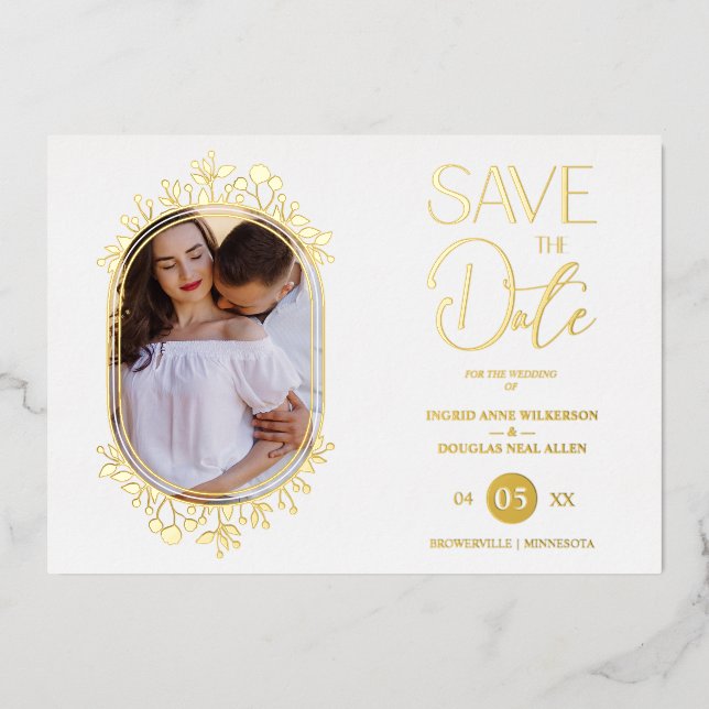 Invitation En Aluminium White Wedding Fancy Ornament Frame Flowers Photo (Recto)