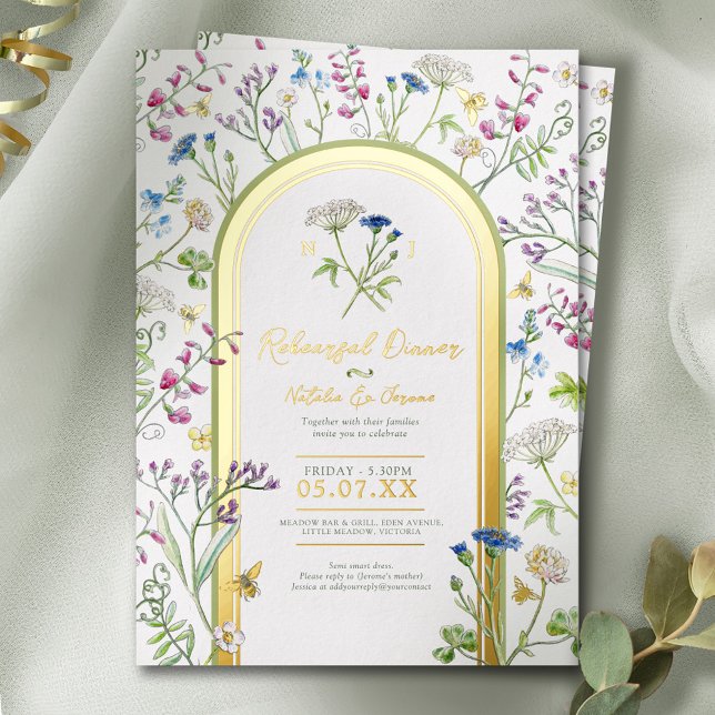Invitation En Aluminium Wildflower Botanical Floral Rehearsal Dinner (Créateur téléchargé)