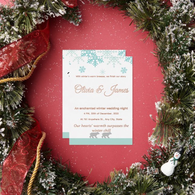 Invitation En Aluminium Winter Snowflake Wedding Invitation​ (Insitu)