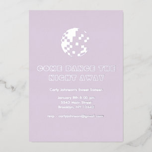 Invitation En Aluminium Y2K Metallic Argent Purple Disco Sweet sixteen