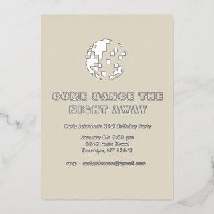 Invitation En Aluminium Y2K Metallic Silver Disco Ball 21ème anniversaire