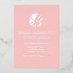 Invitation En Aluminium Y2K Metallic Silver Pink Disco 21e Sweet sixteen