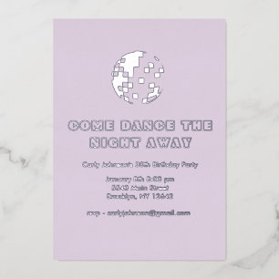 Invitation En Aluminium Y2K Metallic Silver Purple Disco 30e anniversaire