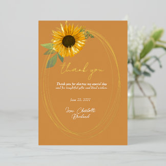 Invitation En Aluminium Yellow Sunflower Modern Floral Thank You  