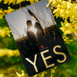 Invitation En Aluminium YES Ultra Modern Gold Photo Save Our Date
