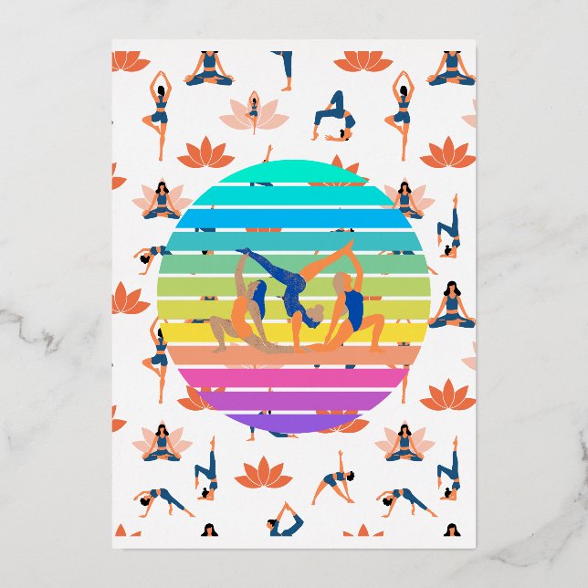 Invitation En Aluminium Yoga rétro dans un flux dynamique de couleurs harm (Recto)