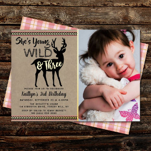 Invitation En Aluminium Young Wild & Three Girls Photo 3e anniversaire Rea