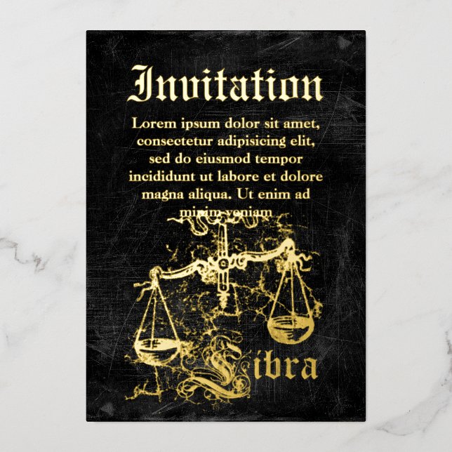 Invitation En Aluminium Zodiaque Balance Vintage (Recto)