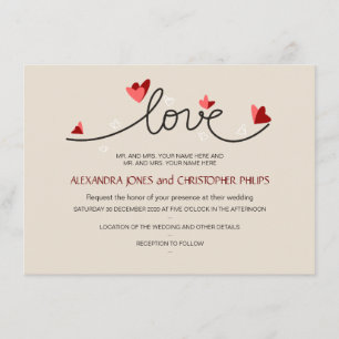 Invitation En amour Mariage texte simple et élégant