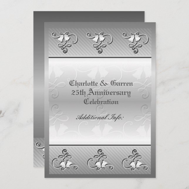 Invitation en argent du 25e anniversaire Monogramm (Devant / Derrière)
