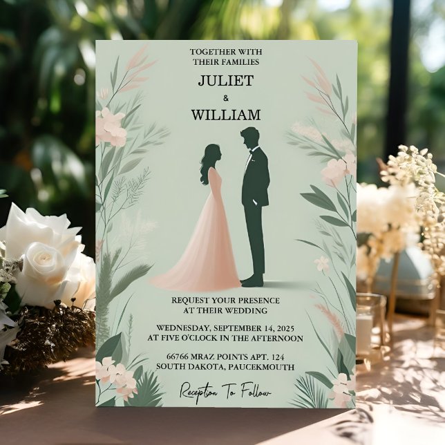 Invitation En Blush pastel Peach Mint Moss Sage Green Mariage (Créateur téléchargé)