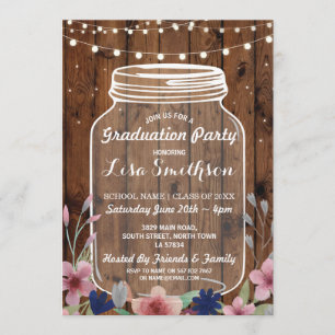 Invitation en bois de fleurs de pot rustique de