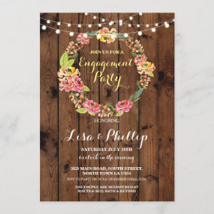 Invitation en bois de guirlande florale de douche