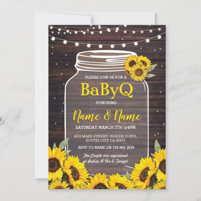 Invitation en bois de pot de baby shower de BBQ de (Devant)