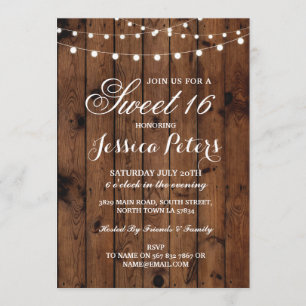 Invitation en bois floral de lumières de partie