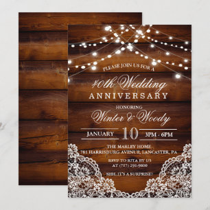 Invitation en bois pour anniversaire de mariage - 