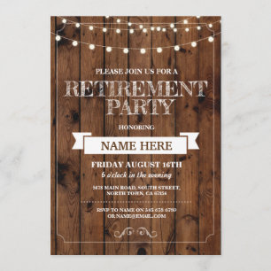 Invitation en bois retirée rustique de partie de