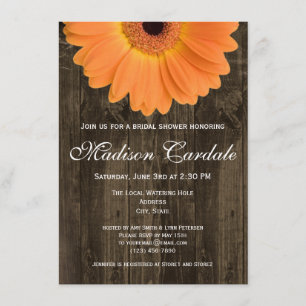 Invitation en bois rustique de Fête de la mariée