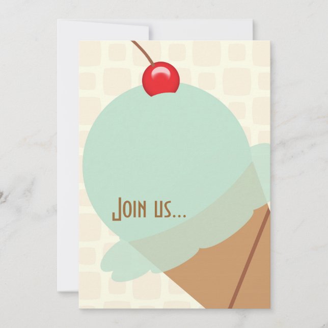 Invitation en bon état de partie de crème glacée (Devant)