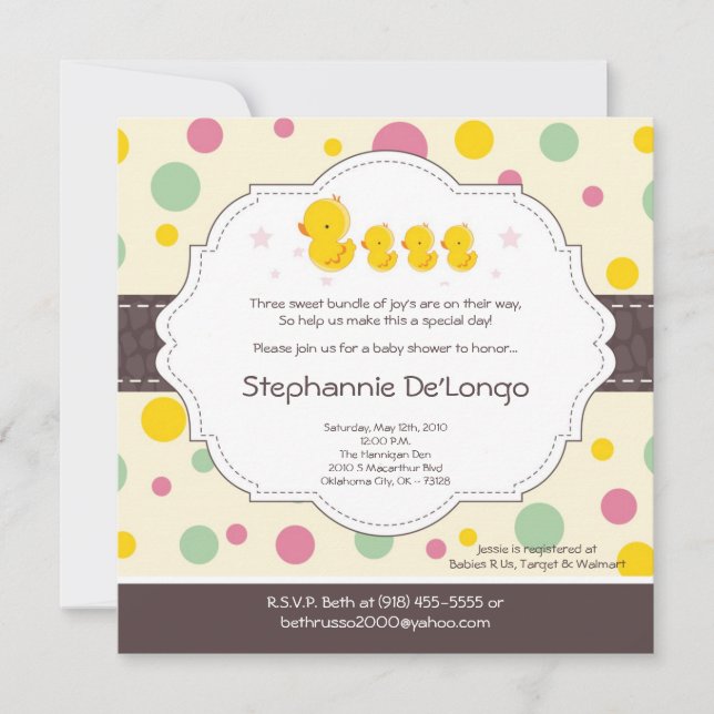 invitation en caoutchouc de baby shower de canard (Devant)