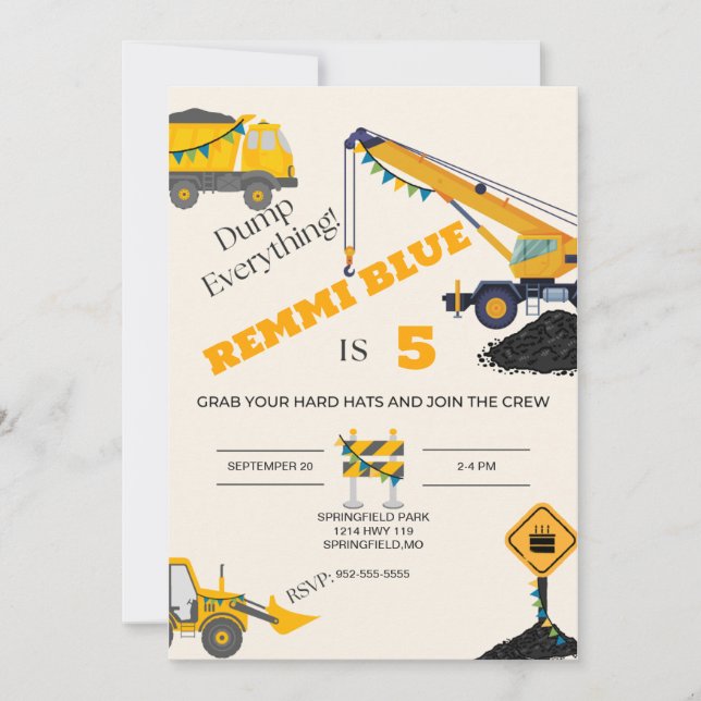 Invitation En construction ! Anniversaire (Devant)