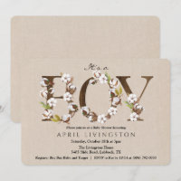 Invitation en coton avec alphabet pour la baby sho