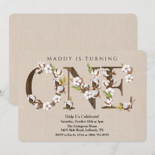 Invitation en coton avec alphabet pour premier ann